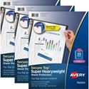 Avery&reg; Secure Top Sheet Protectors - For Letter 8 1/2" x 11" Sheet - 3 x Holes - Ring Binder - Top Loading - Clear - Polypropylene - 25/Pack - 3 / Bundle