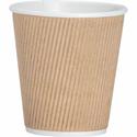 Genuine Joe 10 oz Rippled Hot Cups - 10 fl oz - Brown - Hot Drink, Beverage - 25/Pack - 5 / Bundle