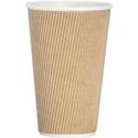 Genuine Joe 16 oz Rippled Hot Cups - 16 fl oz - Brown - Hot Drink, Hot Drink, Beverage - 25/Pack - 5 / Bundle