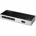 StarTech.com Dual-4K Docking Station with 6 x USB 3.0 Ports - for Notebook - 40 W - USB Type C - 2 Displays Supported - 4K - 3840 x 2160, 4096 x 2160 - 6 x USB 3.0 - USB Type-C - Network (RJ-45) - HDMI - DisplayPort - Black, Silver - Audio Line Out -