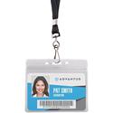 Advantus ID Holder/Lanyard Combo Pack - Support 3.75" x 2.63" Media - Horizontal - Vinyl - Black/Clear - Durable - 20 / Pack