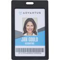 Advantus Vertical Rigid ID Badge Holder - Support 2" x 3.25" Media - Vertical - Plastic - Black - 6 / Pack