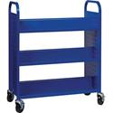 Lorell Double-sided Book Cart - 6 Shelf - Round Handle - 5" Caster Size - Steel - 38" Width x 18" Depth x 46.25" Height - Blue - 1 Each
