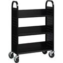 Lorell Single-sided Book Cart - 3 Shelf - Round Handle - 5" Caster Size - Steel - 32" Width x 14" Depth x 46" Height - Black - 1 Each