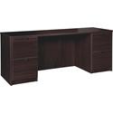 Lorell Prominence 2.0 Double-Pedestal Credenza - 29" Height x 72" Width x 24" Depth, x 1" Thickness Top - Total Drawer(s): 2 - Double Pedestal on Left/Right Side - Band Edge - Material: Particleboard - Finish: Thermofused Melamine (TFM) - 1 Each