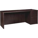 Lorell Prominence 2.0 Right-Pedestal Credenza - 29" Height x 72" Width x 24" Depth, x 1" Thickness Top - Total Drawer(s): 2 - Single Pedestal on Right Side - Band Edge - Material: Particleboard - Finish: Espresso Laminate, Thermofused Melamine (TFM) 