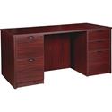 Lorell Prominence 2.0 Double-Pedestal Desk - x 1" Thickness Top, 29" Height x 60" Width x 30" Depth - Total Drawer(s): 5 - Double Pedestal on Left/Right Side - Band Edge - Material: Particleboard - Finish: Mahogany Laminate, Thermofused Melamine (TFM