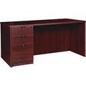 Lorell Prominence 2.0 Left-Pedestal Desk - x 1" Thickness Top, 29" Height x 60" Width x 30" Depth - Total Drawer(s): 3 - Single Pedestal on Left Side - Band Edge - Material: Particleboard - Finish: Mahogany Laminate, Thermofused Melamine (TFM) - 1 Ea