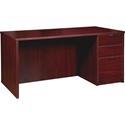 Lorell Prominence 2.0 Right-Pedestal Desk - x 1" Thickness Top, 29" Height x 60" Width x 30" Depth - Total Drawer(s): 3 - Single Pedestal on Right Side - Band Edge - Material: Particleboard - Finish: Mahogany Laminate, Thermofused Melamine (TFM) - 1 