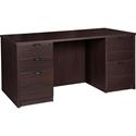 Lorell Prominence 2.0 Double-Pedestal Desk - x 1" Thickness Top, 29" Height x 66" Width x 30" Depth - Total Drawer(s): 5 - Double Pedestal - Band Edge - Material: Particleboard - Finish: Espresso Laminate, Thermofused Melamine (TFM) - 1 Each