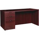 Lorell Prominence 2.0 Left-Pedestal Desk - x 1" Thickness Top, 29" Height x 66" Width x 30" Depth - Total Drawer(s): 3 - Single Pedestal on Left Side - Band Edge - Material: Particleboard - Finish: Mahogany Laminate, Thermofused Melamine (TFM) - 1 Ea