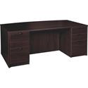 Lorell Prominence 2.0 Bowfront Double-Pedestal Desk - x 1" Thickness Top, 29" Height x 72" Width x 42" Depth - Total Drawer(s): 5 - Double Pedestal - Band Edge - Material: Particleboard - Finish: Espresso Laminate, Thermofused Melamine (TFM) - 1 Each