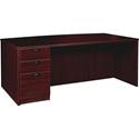 Lorell Prominence 2.0 Bowfront Left-Pedestal Desk - x 1" Thickness Top, 29" Height x 72" Width x 42" Depth - Total Drawer(s): 3 - Single Pedestal on Left Side - Band Edge - Material: Particleboard - Finish: Mahogany Laminate, Thermofused Melamine (TF