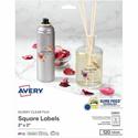Avery&reg; Sure Feed Glossy Labels - Waterproof - 2" Width x 2" Length - Permanent Adhesive - Square - Inkjet, Laser - Glossy Crystal Clear - Crystal Clear - Film - 12 / Sheet - 12 Total Sheets - 120 Total Label(s) - 1 Pack