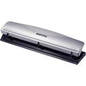 Bostitch 3-hole Punch - 3 Punch Head(s) - 12 Sheet - 9/32" Punch Size - Steel, Rubber - 2.5" Width x 10.6" Depth x 1.7" Height - Silver, Black