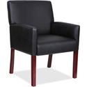Lorell Full-sided Upholstered Arms Guest Chair - Black Seat Color - Leather Seat Material - Black Back Color - Leather Back Material - Mahogany Frame Color - Wood Frame Material - 1 Each