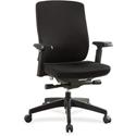 Lorell Premium Mid-Back Chair with Adjustable Arms - Black Seat Color - Fabric Seat Material - Black Back Color - Fabric Back Material - Mid Back - 5-star Base - Armrest - 1 Each