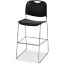 Lorell Bistro-Height Chair - Black Seat Color - Plastic Seat Material - Black Back Color - Plastic Back Material - Chrome Frame Color - Steel Frame Material - 1 Each