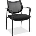 Lorell Mesh Back Guest Chair with Arms - Fabric Seat Material - Plastic Frame Material - Four-legged Base - Black - Armrest - 1 Each