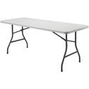 Lorell Ultra-Lite Banquet Table - Light Gray Rectangle Top - Dark Gray Base - 600 lb Capacity - 72" Table Top Width x 30" Table Top Depth x 2" Table Top Thickness - 29" Height - Indoor, Outdoor, Banquet - Gray - High-density Polyethylene (HDPE) Top M