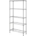 Lorell Light-Duty Wire Shelving - 5 Tier(s) - 72" Height x 36" Width x 14" Depth - Floor - Epoxy - Silver - Plastic, Metal, Steel - 1 Each