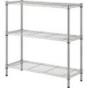 Lorell Light-Duty Wire Shelving - 3 Tier(s) - 36" Height x 36" Width x 14" Depth - Floor - Sturdy - Epoxy - Silver - Plastic, Metal, Steel - 1 Each