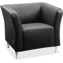 Lorell Fuze Modular Series Square Lounge Chair - Black Seat Color - Leather Seat Material - Black Back Color - Leather Back Material - Brushed Aluminum Frame Material - High Back - 1 Each