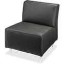 Lorell Fuze Modular Series Armless Lounge Chair - Black Seat Color - Leather Seat Material - Black Back Color - Leather Back Material - Brushed Aluminum Frame Material - High Back - 1 Each