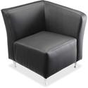 Lorell Fuze Modular Series Left Lounge Chair - Black Seat Color - Leather Seat Material - Black Back Color - Leather Back Material - Brushed Aluminum Frame Material - High Back - 1 Each