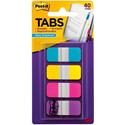 Post-it&reg; Easy Dispenser Tabs - 40 Tab(s) - 0.63" Tab Width - Self-adhesive - Pink, Purple, Yellow, Blue Tab(s) - 1 Pack