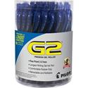 G2 Retractable Gel Ink Pens with Blue Ink - 0.7 mm Fine, Medium Pen Point - Refillable - Retractable - Blue Ink - Gray, Silver Barrel - 36 / Pack