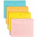 Smead Straight Tab Cut Letter Recycled File Jacket - 8 1/2" x 11" - 2 Plys - Aqua, Goldenrod, Pink, Yellow - Preprinted, Closed Sides, Reinforced Tab, Closed Sides, Durable - 10% Recycled - 12 / Pack