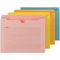 Smead Straight Tab Cut Letter Recycled File Jacket - 8 1/2" x 11" - 2" Expansion - 2 Plys - Aqua, Goldenrod, Pink, Yellow - Preprinted, Closed Sides, Reinforced Tab, Closed Sides, Durable - 10% Recycled - 12 / Pack