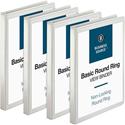 Business Source Round-ring View Binder - 1/2" Binder Capacity - Letter - 8 1/2" x 11" Sheet Size - 125 Sheet Capacity - Fastener(s): Round Ring - Pocket(s): 2, Internal - Polypropylene - White - Sturdy, Non-glare, Exposed Rivet, Durable, Wrinkle-free