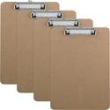 Business Source Flat Clip Clipboard - 9" x 12 1/2" Sheet Size - Hardboard - Brown - 6 / Box