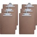 Business Source Hardboard Clipboard - Standard - 9" x 12 1/2" Sheet Size - Hardboard - Brown - 6 / Bundle