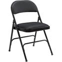 Lorell Padded Folding Chairs - Black Seat Color - Fabric Seat Material - Black Back Color - Fabric Back Material - Powder Coated Frame Color - Steel Frame Material - 4 / Carton
