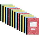 TOPS Wide Ruled Composition Books - 100 Sheets - 200 Pages - Sewn - Wide Ruled Front Ruling - Ruled Red Margin - 7 1/2" x 9 3/4" Sheet Size - White Paper - Assorted Marble Hardboard Cover - 12 / Carton