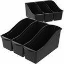 Storex Book Bins - 7" Height x 5.30" Width x 14.30" Length - Sturdy - Black - Plastic - 1 Carton
