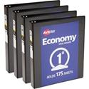 Avery&reg; Economy View Binder - 1" Binder Capacity - Letter - 8 1/2" x 11" Sheet Size - 175 Sheet Capacity - 3 Ring(s) - Fastener(s): Round Ring - Pocket(s): 2, Internal - Vinyl, Chipboard - Black - 15.84 oz - Gap-free Ring, Exposed Rivet, Non Locki