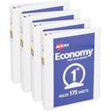 Avery&reg; Economy View Binder - 1" Binder Capacity - Statement - 5 1/2" x 8 1/2" Sheet Size - 175 Sheet Capacity - 3 Ring(s) - Fastener(s): Round Ring - Pocket(s): 2, Internal - Vinyl, Chipboard - White - Sturdy, Exposed Rivet, Non Locking Mechanism