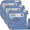 P-touch P-touch Nonlaminated M Series Tape Cartridge - 1/2" Width - Rectangle - Direct Thermal - Silver, Black - 3 / Bundle