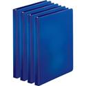 Business Source Basic Round Ring Binders - 1/2" Binder Capacity - Letter - 8 1/2" x 11" Sheet Size - 125 Sheet Capacity - 3 Ring(s) - Fastener(s): Round Ring - Pocket(s): Internal - Chipboard, Polypropylene - Dark Blue - Exposed Rivet, Sturdy - 4 / B