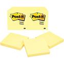 Post-it&reg; Notes Original Notepads - 3" Flag/Note Width x 3" Flag/Note Length - Square - 100 Sheets per Pad - Unruled - Canary Yellow - Paper - Self-adhesive, Repositionable - 12/Pack - 2 / Bundle