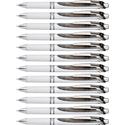 EnerGel EnerGel Pearl Liquid Gel Pens - 0.5 mm Fine Needle Pen Point - Refillable - Retractable - Black Ink - Gel-based - Pearl White Barrel - Stainless Steel Tip - 1 Dozen