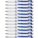 EnerGel EnerGel Pearl Liquid Gel Pens - 0.5 mm Fine Needle Pen Point - Refillable - Retractable - Blue Ink - Gel-based - Pearl White Stainless Steel Barrel - 1 Dozen