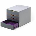 DURABLE VARICOLOR 4 - 4 Drawer(s) - 11" Height x 11.50" Width x 14" Depth - Desktop - See-through Window, Stackable, Non-skid Feet - Gray - Plastic - 1 Each