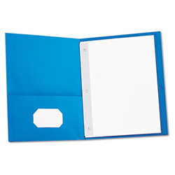 Two-Pocket Portfolios with Tang Fasteners, 0.5" Capacity, 11 x 8.5, Light Blue, 25/Box