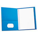 Two-Pocket Portfolios with Tang Fasteners, 0.5" Capacity, 11 x 8.5, Light Blue, 25/Box