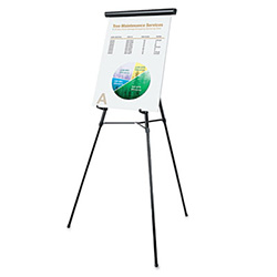 3-Leg Telescoping Easel with Pad Retainer, Adjusts 34" to 64", Aluminum, Black